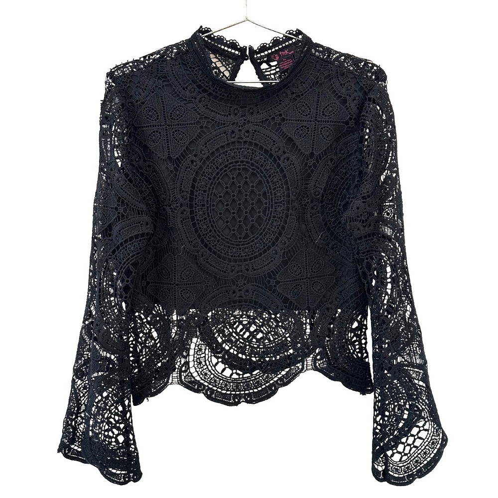 IT'S PINK Whimsigoth Lace Long Sleeve Top‎ • XL • black • witchy, goth